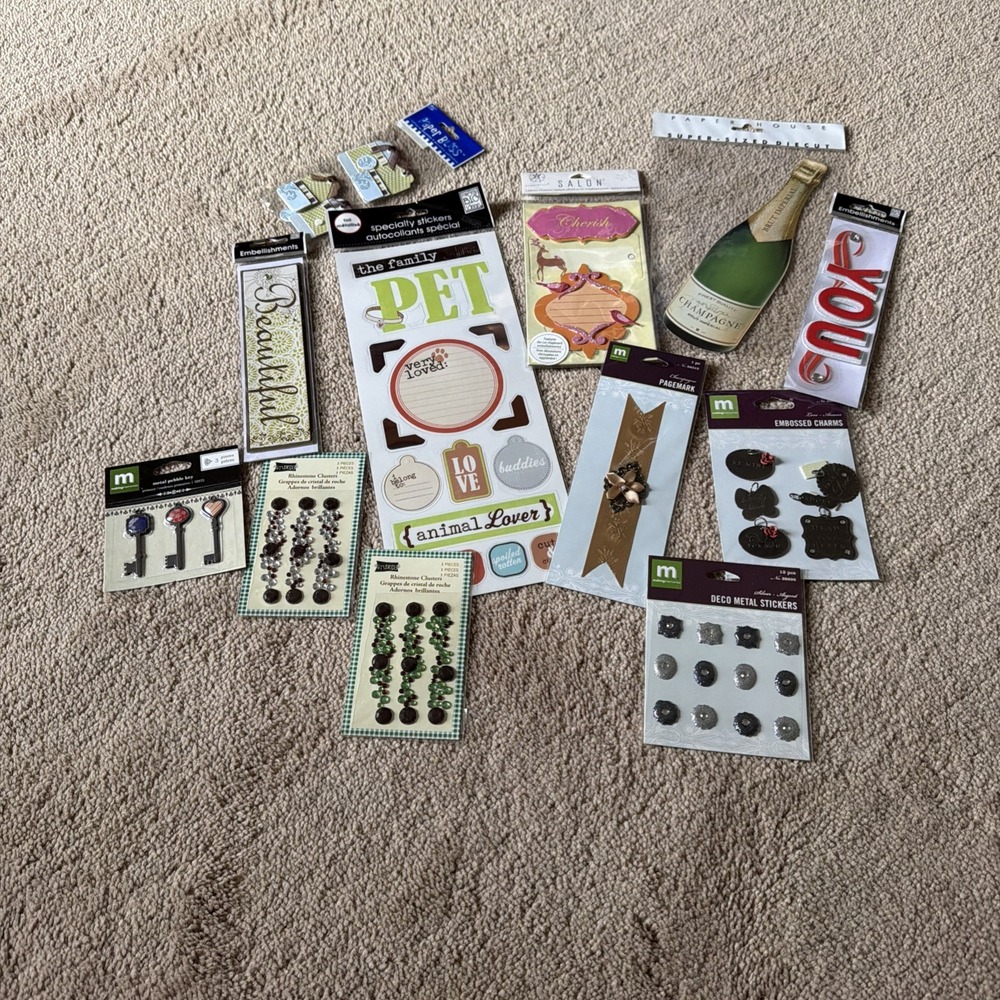 Lot Of 12 Packs Of Scrapbook Embellishments New In Package